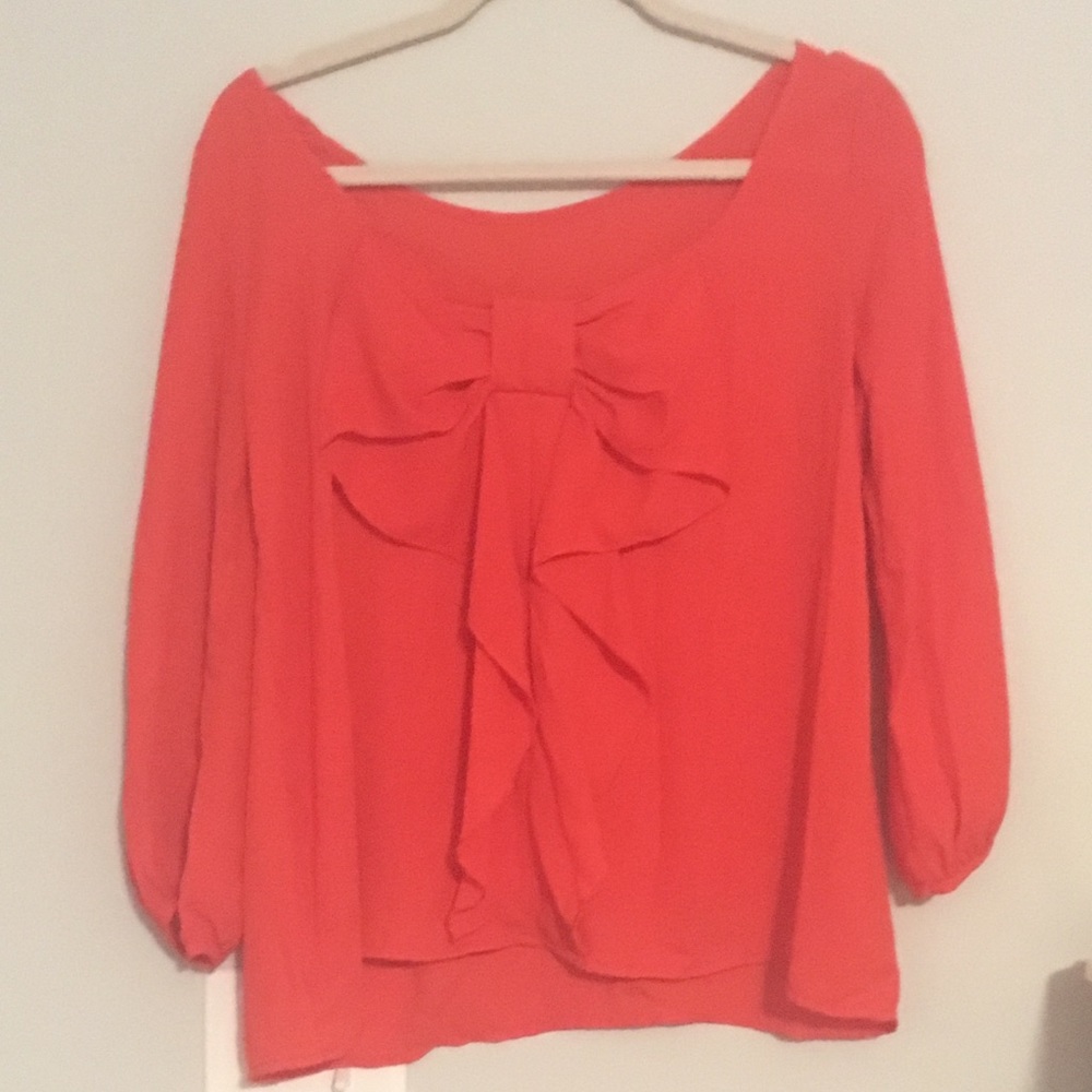 Red Orange Sheer Blouse